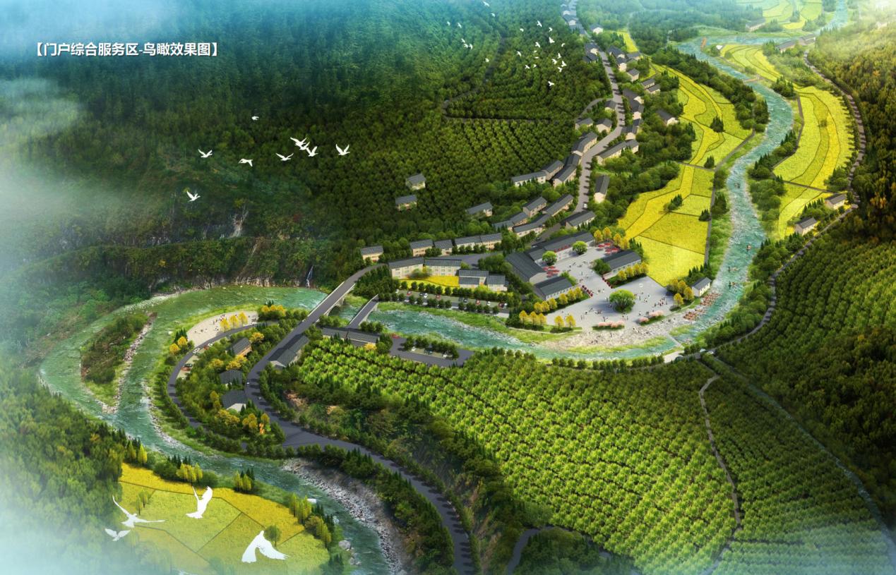 门户综合服务区-鸟瞰效果图